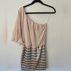 As U Wish Light‎ Pink and Silver One Shoulder Bodycon Dress